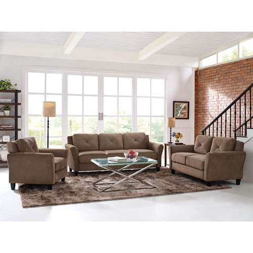 Hartford Transitional Micro Suede Sofa - Light Brown
